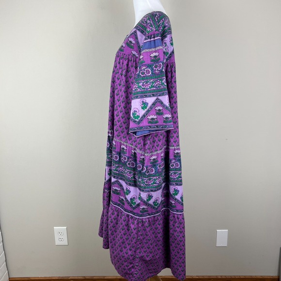 Vermont Country Store Midi Dress 2X Purple Floral Pockets Peasant Boho Prairie - Picture 7 of 13